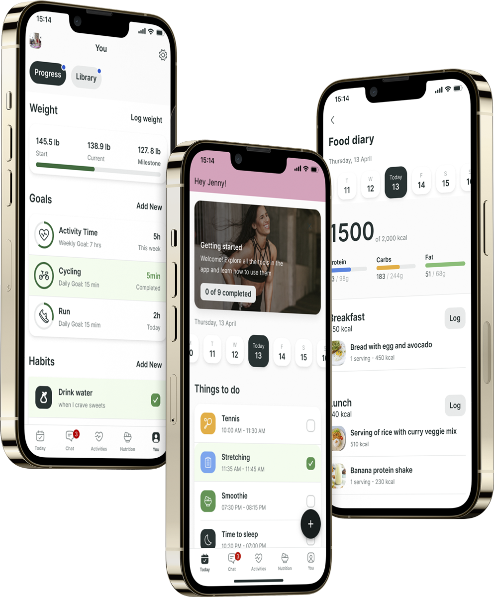 A mockup of the coaching app showcasing the features.